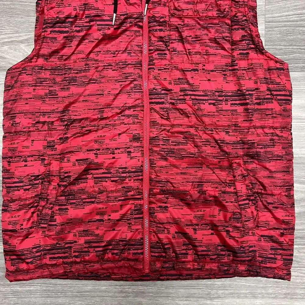 Vintage Y2K Ecko Unltd Puffer Hoodie Vest Mens Large‎ Red Tiger Camo Black Skate